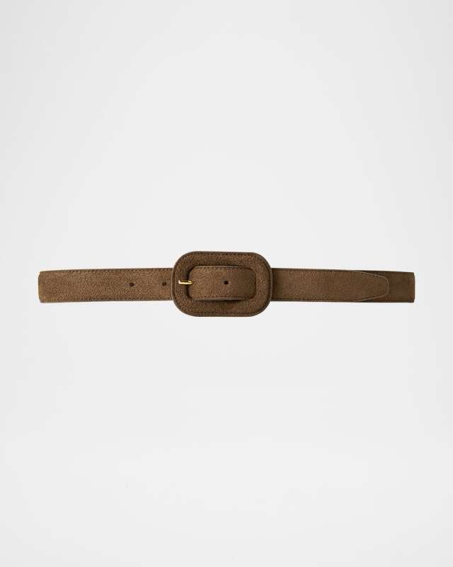 Wide Buckle Suede Belt